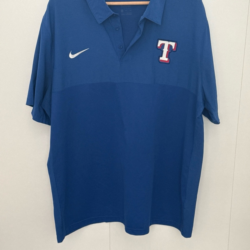 SOLD Texas Rangers Polo Shirt XXL 2XL Blue Baseball MLB Nike Dri Fit Logo Swoosh